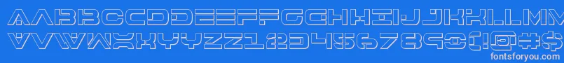 7thservice3D-fontti – vaaleanpunaiset fontit sinisellä taustalla