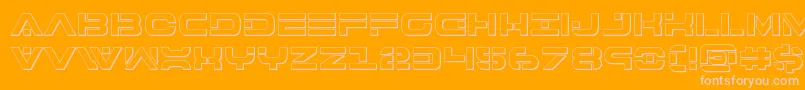 7thservice3D-fontti – vaaleanpunaiset fontit oranssilla taustalla
