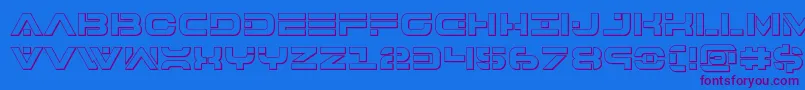 7thservice3D-Schriftart – Violette Schriften auf blauem Hintergrund