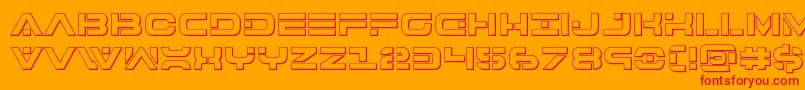 7thservice3D-fontti – punaiset fontit oranssilla taustalla
