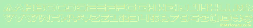 7thservice3D-Schriftart – Gelbe Schriften auf grünem Hintergrund