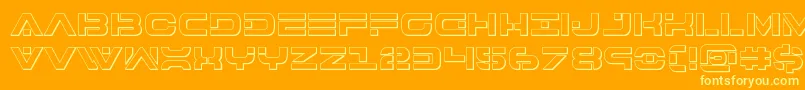 Fonte 7thservice3D – fontes amarelas em um fundo laranja