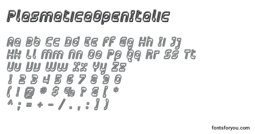 Police PlasmaticaOpenItalic - Alphabet, Chiffres, Caractères Spéciaux