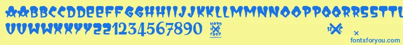 HardCore Font – Blue Fonts on Yellow Background