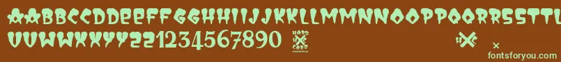 HardCore Font – Green Fonts on Brown Background