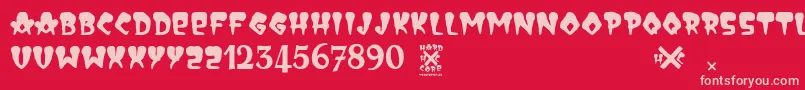 HardCore Font – Pink Fonts on Red Background