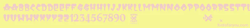 HardCore Font – Pink Fonts on Yellow Background