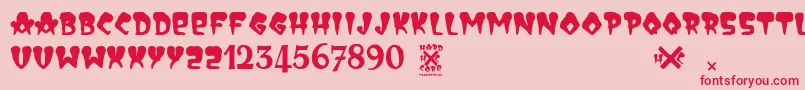 HardCore Font – Red Fonts on Pink Background