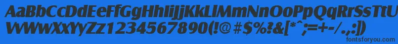 Czcionka SalzburgExtraboldita – czarne czcionki na niebieskim tle