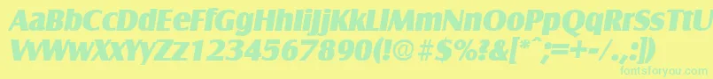 フォントSalzburgExtraboldita – 黄色い背景に緑の文字