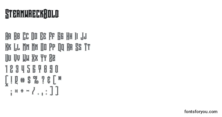 Шрифт SteamwreckBold – алфавит, цифры, специальные символы