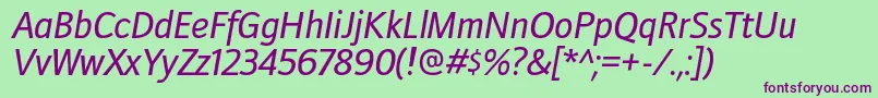 DoradanirgItalic Font – Purple Fonts on Green Background