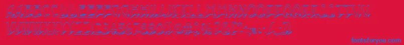 AModernootl3Dsh-Schriftart – Blaue Schriften auf rotem Hintergrund