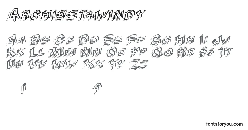 A fonte Archibetawindy – alfabeto, números, caracteres especiais