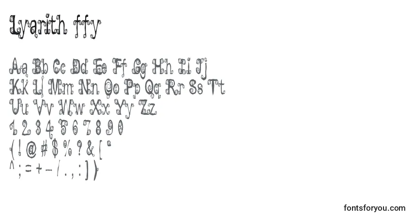 Шрифт Lyarith ffy – алфавит, цифры, специальные символы