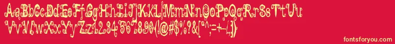 Lyarith ffy-Schriftart – Gelbe Schriften auf rotem Hintergrund