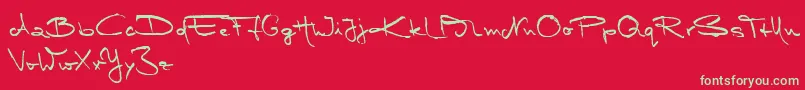 MarleenScriptMediumReduced Font – Green Fonts on Red Background