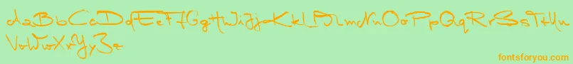 MarleenScriptMediumReduced Font – Orange Fonts on Green Background
