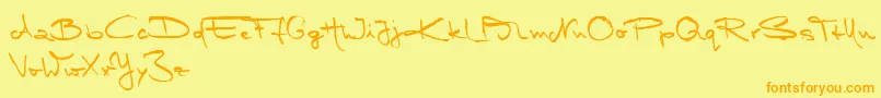 MarleenScriptMediumReduced Font – Orange Fonts on Yellow Background