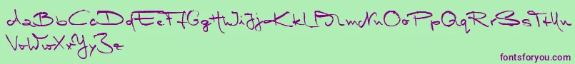 MarleenScriptMediumReduced Font – Purple Fonts on Green Background
