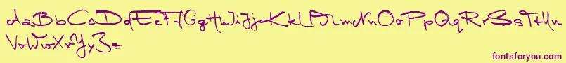 MarleenScriptMediumReduced Font – Purple Fonts on Yellow Background