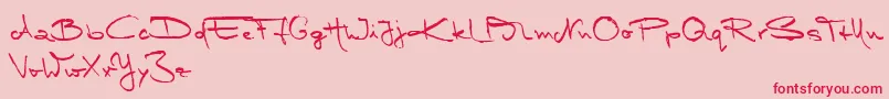 MarleenScriptMediumReduced Font – Red Fonts on Pink Background