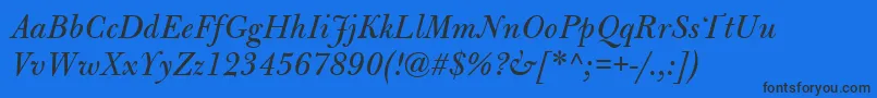 BulmerMtItalic Font – Black Fonts on Blue Background