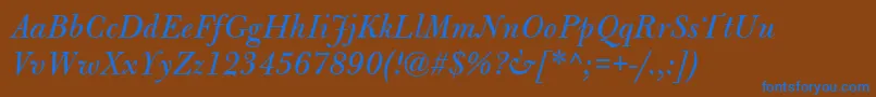 BulmerMtItalic Font – Blue Fonts on Brown Background