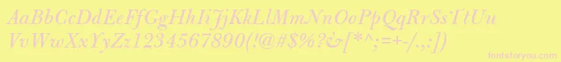 BulmerMtItalic Font – Pink Fonts on Yellow Background