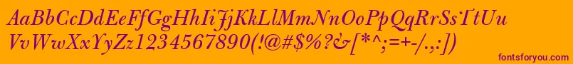 BulmerMtItalic Font – Purple Fonts on Orange Background