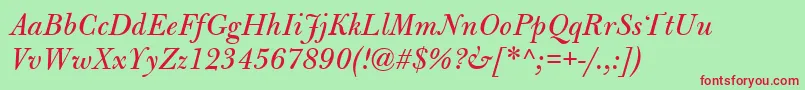 BulmerMtItalic Font – Red Fonts on Green Background