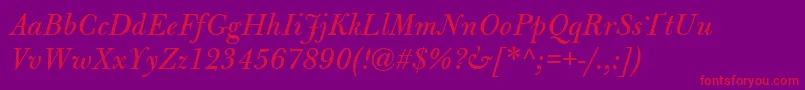 BulmerMtItalic Font – Red Fonts on Purple Background