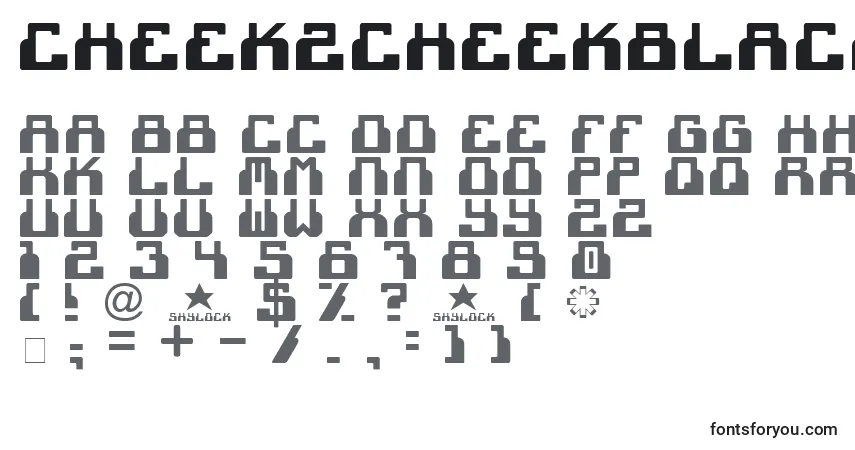 A fonte Cheek2cheekBlackByShk.Dezign – alfabeto, números, caracteres especiais