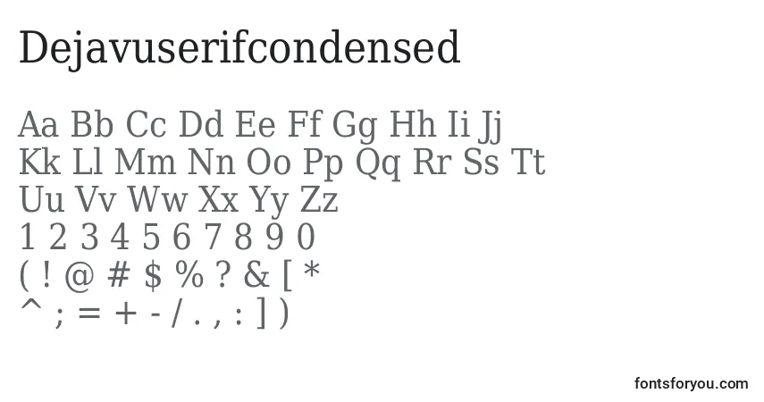 Шрифт Dejavuserifcondensed – алфавит, цифры, специальные символы