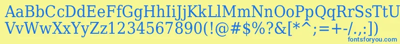 フォントDejavuserifcondensed – 青い文字が黄色の背景にあります。