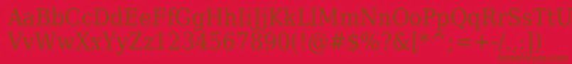 Dejavuserifcondensed-Schriftart – Braune Schriften auf rotem Hintergrund
