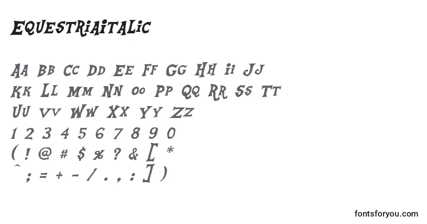 Schriftart EquestriaItalic – Alphabet, Zahlen, spezielle Symbole