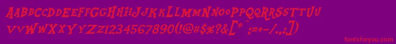 フォントEquestriaItalic – 紫の背景に赤い文字