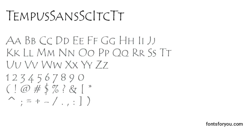 Czcionka TempusSansScItcTt – alfabet, cyfry, specjalne znaki