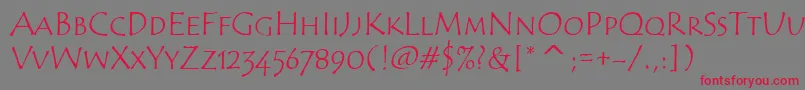 TempusSansScItcTt-Schriftart – Rote Schriften auf grauem Hintergrund
