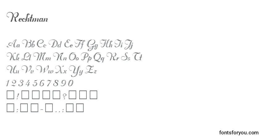 A fonte Rechtman – alfabeto, números, caracteres especiais
