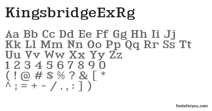 Czcionka KingsbridgeExRg – alfabet, cyfry, specjalne znaki