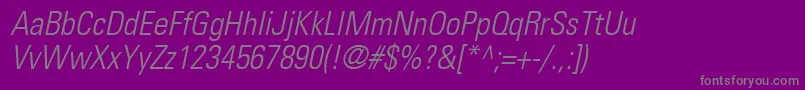 フォントNovaLightCondensedSsiLightCondensedItalic – 紫の背景に灰色の文字