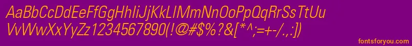 NovaLightCondensedSsiLightCondensedItalic Font – Orange Fonts on Purple Background