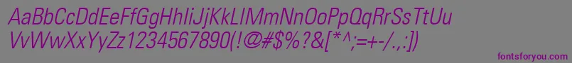 Шрифт NovaLightCondensedSsiLightCondensedItalic – фиолетовые шрифты на сером фоне