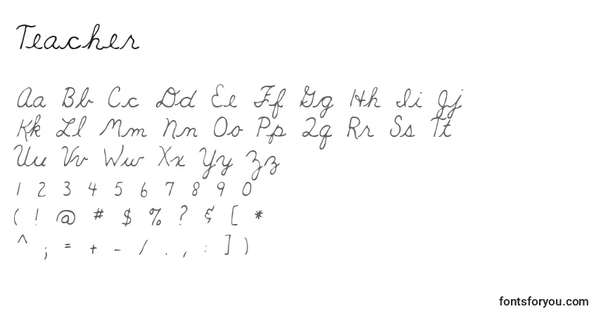 Czcionka Teacher – alfabet, cyfry, specjalne znaki
