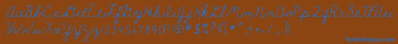 Teacher Font – Blue Fonts on Brown Background