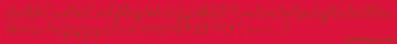 Teacher-Schriftart – Braune Schriften auf rotem Hintergrund