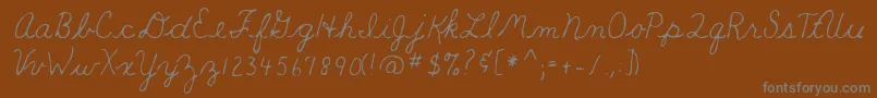 Weitere Informationen zur Teacher-Schriftart Teacher-Schriftart – Graue Schriften auf braunem Hintergrund