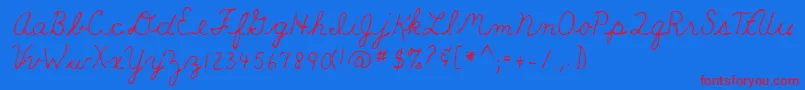 Teacher Font – Red Fonts on Blue Background